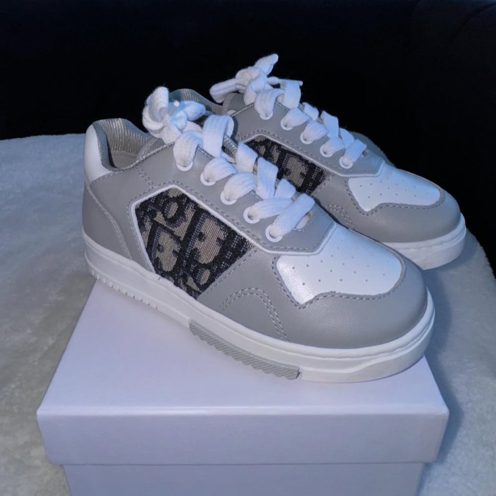 Dior Gray and White Kids Sneakers